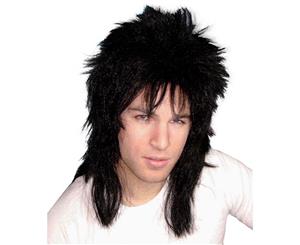 Black 1980s Spiky Mullet Wig