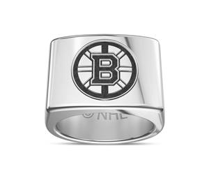 Boston Bruins Ring For Men In Sterling Silver Design by BIXLER - Sterling Silver