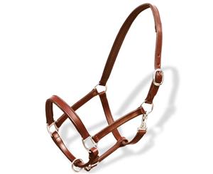Headcollar Stable Halter Adjustable Real Leather Brown Cob Horse Rein