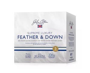John Cotton 85% White Goose Down 15% White Goose Feather Quilt Single
