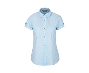 Mountain Warehouse Womens Lightweight Shirt Breathable 100% Cotton & Mesh Lined - Pale Blue