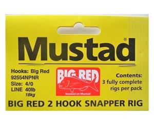 Mustad Big Red Snapper Rig 2 Hook Set Up X 3 Rigs 4/0