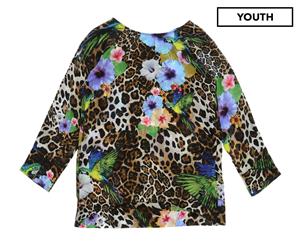 Phillip Plein Girls' Leopard Floral Blouse - Multi