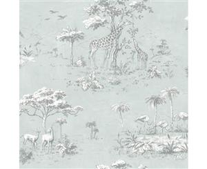Rasch Portfolio VIII Safari Animals Wallpaper Pale Teal (219135)