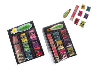 Scented Incense Gift Pack with Ceramic Frangipani and Leaf Holder
