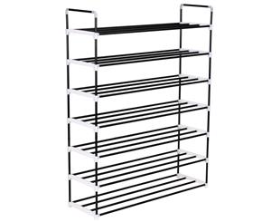 Shoe Rack with 7 Shelves Metal and Plastic Black Footwear Storage Stand