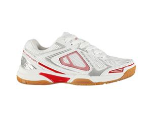 Slazenger Kids Indoor Trainers Juniors Squash Shoes Lace Up Padded Ankle Collar - White/Red