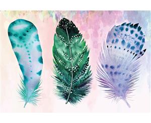 Boho Feathers - Teal Canvas Print