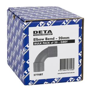 DETA 20mm Conduit Elbow Bend - 20 Pack