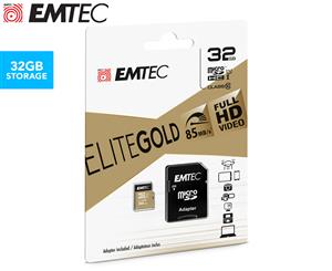 EMTEC 32GB Class 10 Elite Gold Micro SD Card w/ Adapter