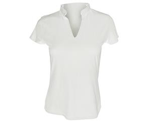 Kustom Kit Ladies Corporate Short Sleeve V-Neck Mandarin Collar Top (White) - BC638
