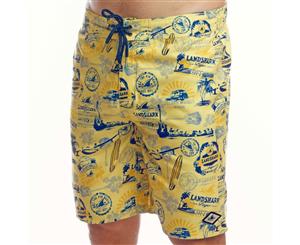 Landshark All-Over Logo Men's Yellow Boardshorts Swimsuit
