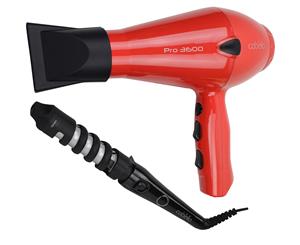 Cabello Pro 3600 Hair Dryer (Red) + Voluminous Hair Curler