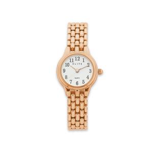 Elite Ladies Rose Tone Link Watch (Model5088280)