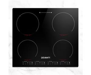 Induction Cooktop 60cm Electric Portable Ceramic Glass Cook Top Kitchen Cooker Stove Hob Hot Plate 4-Zone Cooking Burners Built-In Black