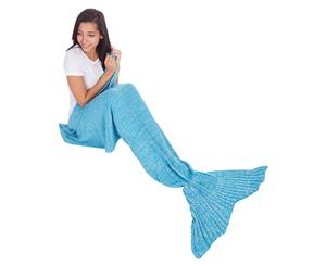Knitted Adult 180x90cm Mermaid Tail Throw - Sky Blue