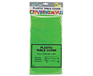 LIME GREEN - Plastic Table Cloth. 1.4 x 2.7m. Great for Parties and Birthdays. - Lime Green