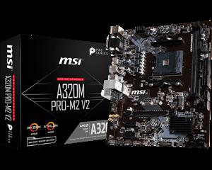 MSI A320M PRO-M2 V2 AMD A320/2xDDR4/1xPCIEx16/HDMI/DVI/D-SUB/USB3.1 (Gen1)/MicroATX Motherboard