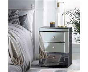 Mirrored Bedside Tables Table Drawers Chest Nightstand Glass Furniture