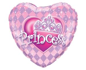 Qualatex 18 Inch Heart Shaped Princess Tiara Foil Balloon (Pink) - SG4351