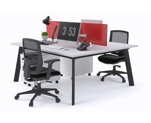 Switch - 2 Person Workstation Black Frame [1200L x 800W] - white red perspex