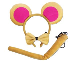 3pcs Animal Set Fancy Dress Tail Ears Bow Tie Unisex Costume - Monkey (Brown)