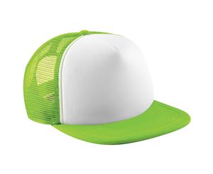 Beechfield Junior Vintage Snapback Mesh Trucker Cap / Headwear (Lime Green/White) - RW200