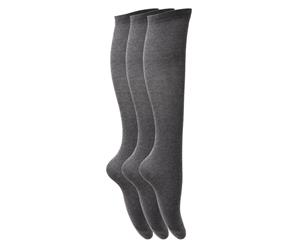 Floso Girls Long Cotton Socks (3 Pairs) (Grey) - K369