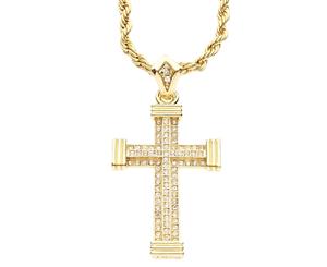 Iced Out Bling MINI Chain - 3D CROSS gold - Gold
