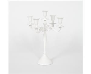 MADELINE Small 30cm Tall 5 Candle Candelabra - White