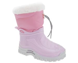 Stormwells Childrens Unisex Tie Top Thermal Wellington/Snow Boots (Pink) - DF259