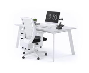 Switch Executive Desk - White Frame [1600L x 800W] - white silver modesty