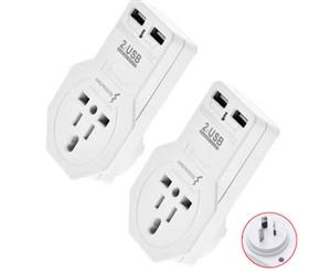 2x Sansai Universal Travel Adapter/USB Charger Ports Au Plug/USA/UK/Asia/Outlet