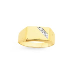 9ct Gold Diamond Polished Gents Ring