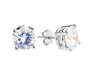 Iced Out Bling Round Zirconia Ear Studs - silver