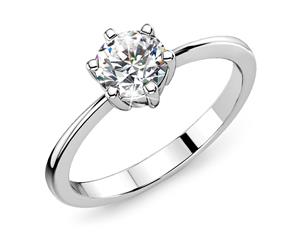 Solitaire Ring Crystal Embellished with Swarovski crystals -White Gold/Clear