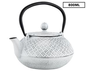 Tealogy 800mL Cast Iron Teapot - Parquetry White