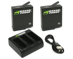 Wasabi Power Batteries for GoPro HERO7/HERO6/HERO5 Black (2Pack+Triple Charger)