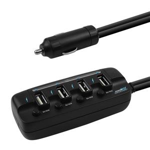mbeat (MB-USBC480) 4-Port 40W Rapid Car Charger with ON/OFF switches