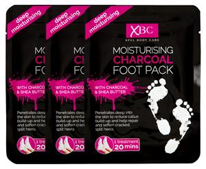 3 x XBC Moisturising Charcoal Foot Pack