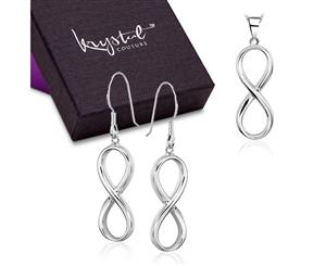 .925 Infinity Necklace And Earrings Small Set-Silver