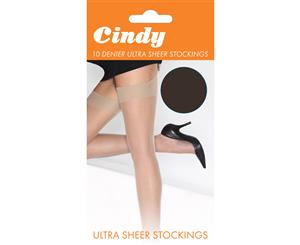 Cindy Womens/Ladies 10 Denier Ultra Sheer Stockings (1 Pair) (Barely Black) - LW112