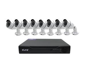 Elinz 8CH CCTV Security Camera System 1080P DVR Face Detection 8x Bullet Cameras Metal Casing