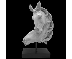 Horse Head Bust Statue Figurine Home Decor Gift White On Stand 53Cm - White