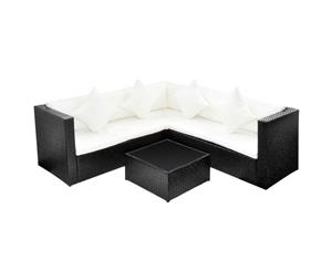 Lounge Set 17 Pieces Poly Rattan Black Patio Wicker Table Furniture