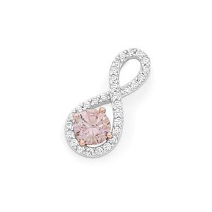 Silver & Rose Gold Plate Blush Pink CZ Infinity Pendant