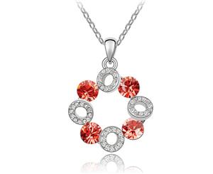 Swarovski Crystal Elements Necklace - Happiness Sky Wheel- 18k White Gold Plate - Valentine's Day Gift Idea - Rose Red