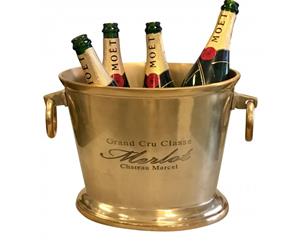 Vintage Brass Wine Cooler Champagne Ice Bucket Bowl Cooler