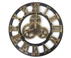 58cm Large Round Wall Clock Vintage Wooden luxury Art Design Vintage