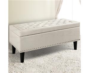 Artiss Blanket Box Storage Ottoman Linen Fabric Chest Foot Stool Bench Taupe